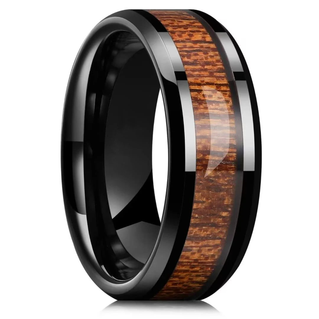 8mm Red Galaxy Nebula Crushed Stone Stainless Steel Ring Promise Wedding Ring for Men & Women, Comfort Fit, Wedding Band Jewelry