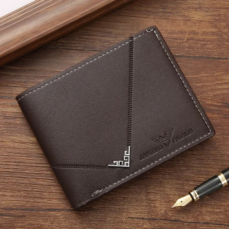 Men's Wallet Leather Short Multiple Holder Wallet Credit Card ID Card Holder Casual Business Double Fold Purses for Women Wallet