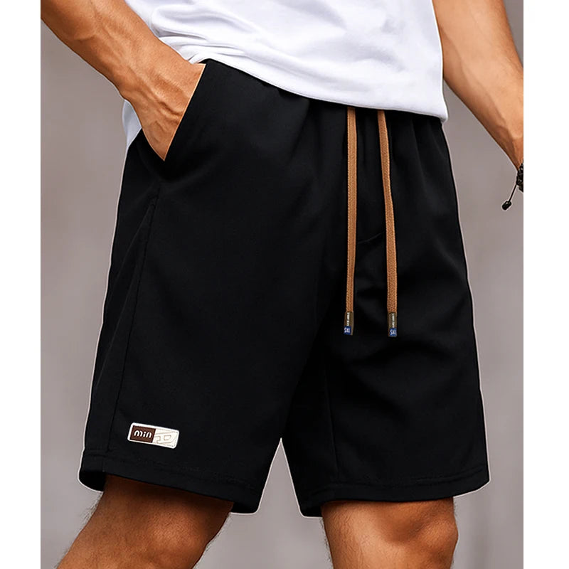 Shorts for Men Casual Summer Streetwear Men Daily Plain Basic Drawstring Bermuda Shorts Lightweight Breathable Knee Length