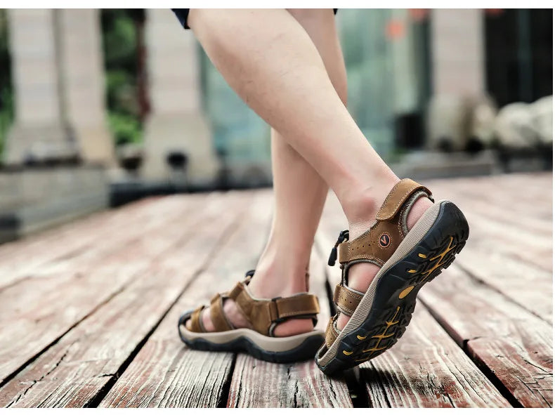 Men Sandals Summer New Large Size Outdoor Casual Beach Shoes Anti Slip Durable Breathable Toe Cover Sandals244