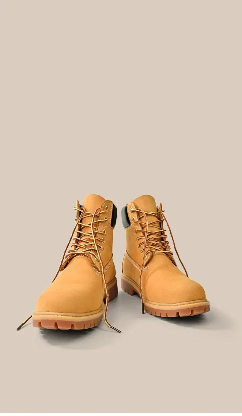 Men Boots High Top Boots Men's Leather Shoes Winter Fashion Plush Warm Shoes Outdoor Sneakers Lace Up Non-Slip Ankle Boots Male