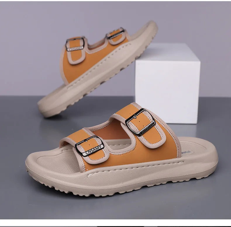 Men's Slippers 2025 Summer Breathable Outdoor Beach Sandals Non Slip Flip Flops New Flat Slippers High Quality Men's Shoes