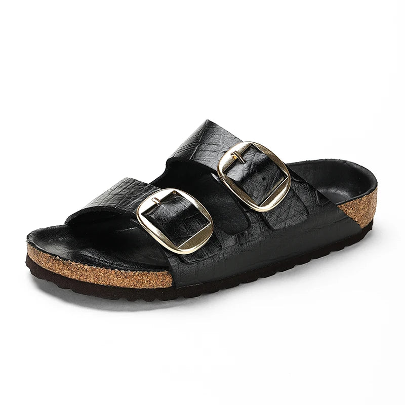 Couple's New Genuine Leather Slippers Summer Men's and Women's Water Beach Shoes Casual Sports Sandals Non slip Breathable Shoes