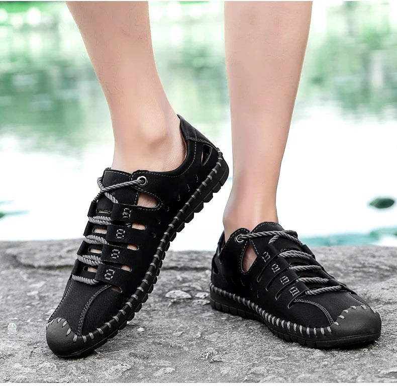 Men Leather Sandals Comfortable Outdoor Casual Shoes 2022 Summer Beach Casual Walking Male Sneakers Men Beach Casual Sandals
