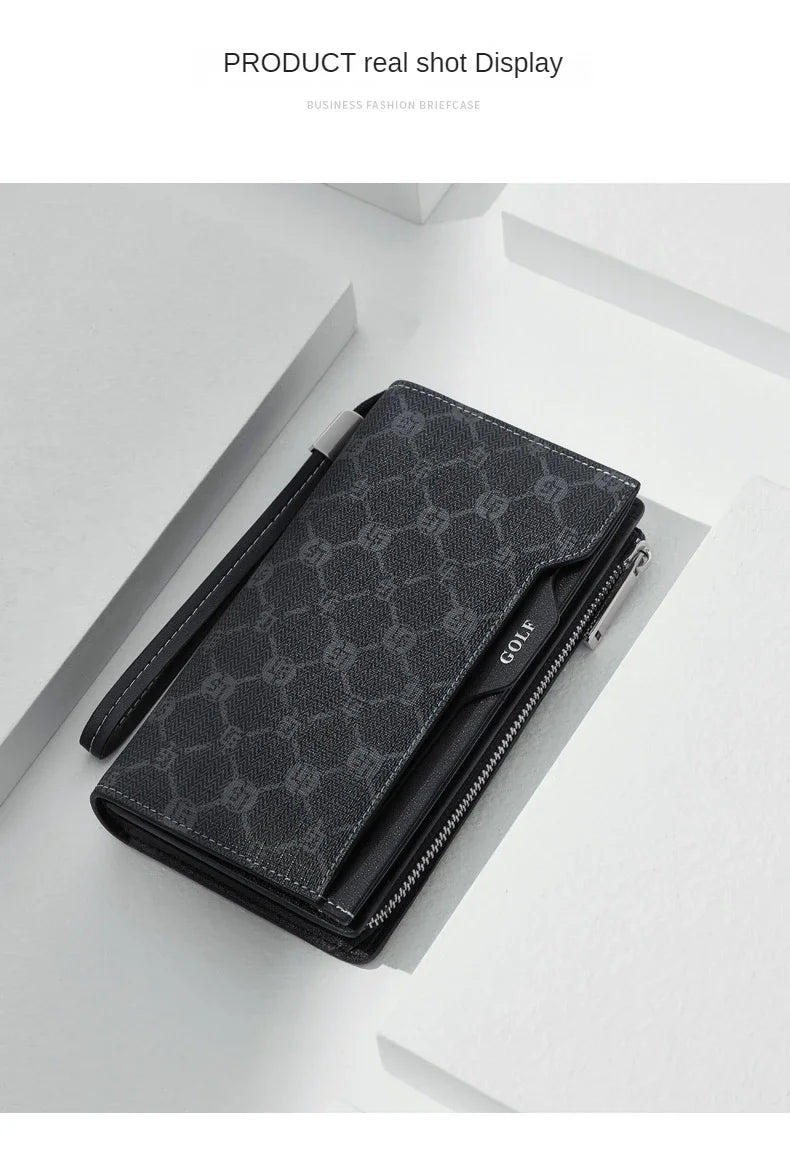 GOLF Long Wallet for Men Leather Male Clutch Bag Purse Wallet Wrist Bag Credit Card Organizer Hand Bags Money Clip Minimalist