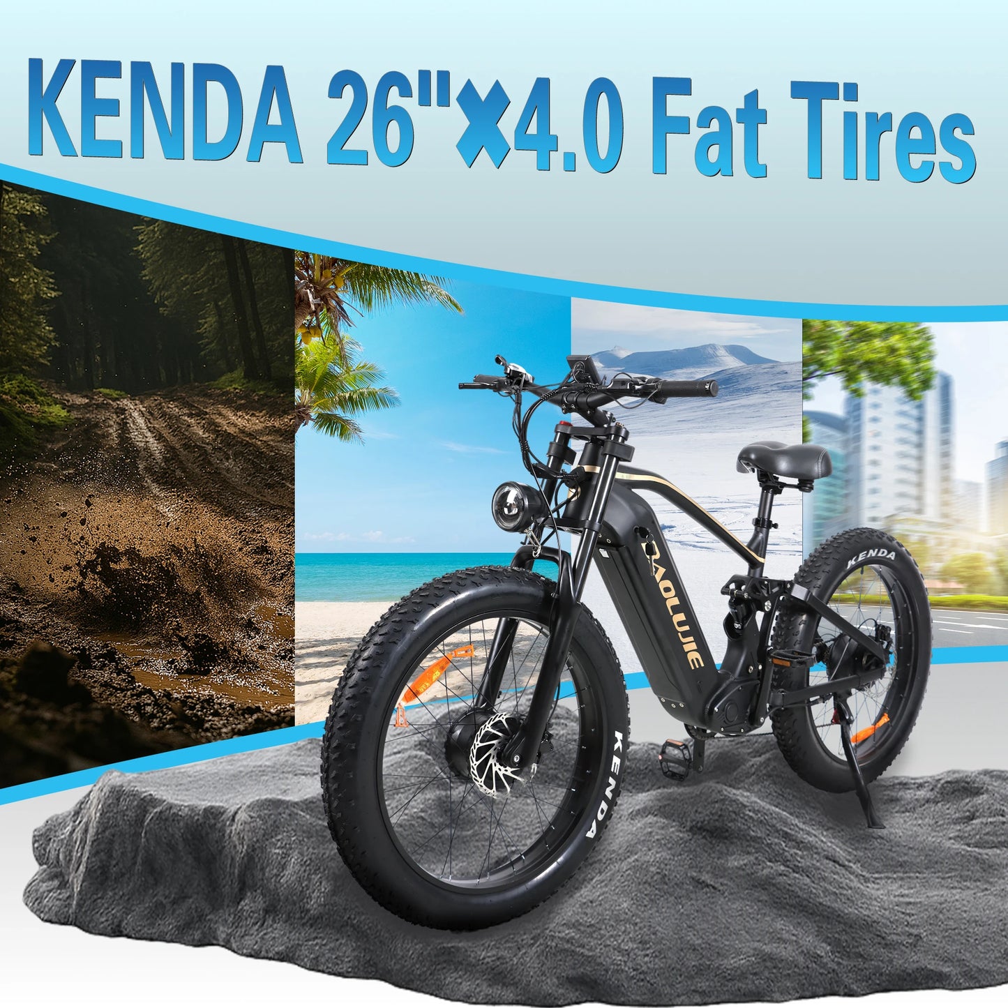 BAOLUJIE P2 Electric Bike for Adults，Long Rang 90 Miles Electric Bicycle，Peak 5000W Dual Motor 52V 23AH E bike，Max Speed 36 MPH