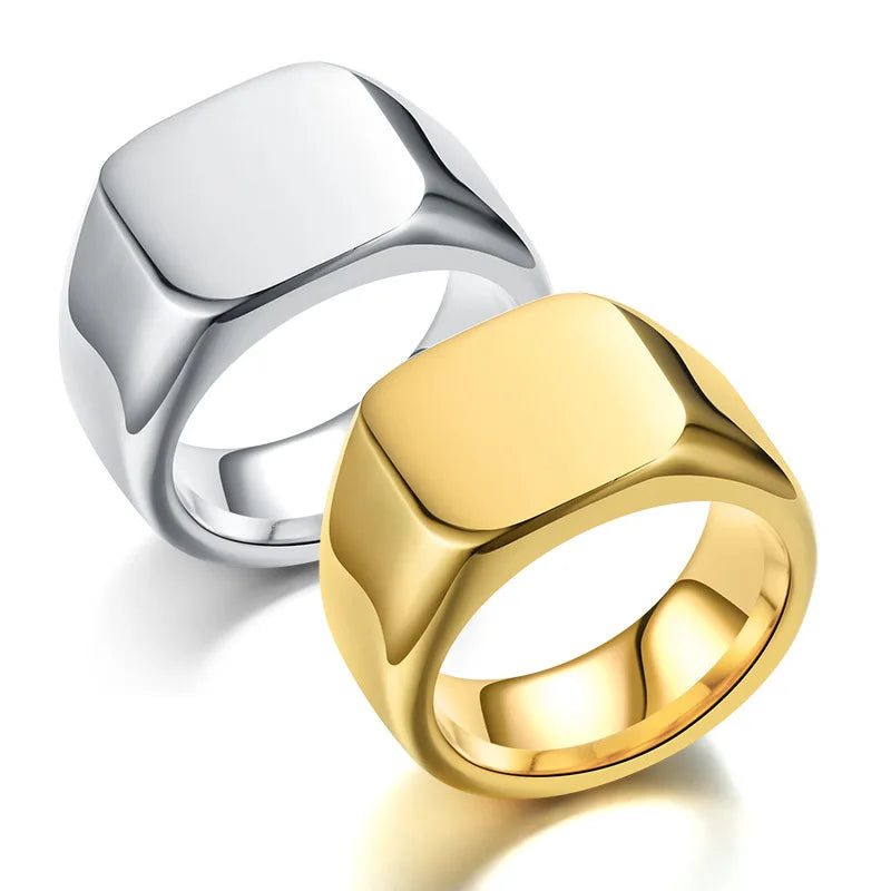 Maxmoon Men's Ring Punk Rock Smooth 316L Stainless Steel Signet Ring For Men Hip Hop Party Jewelry Wholesale Male Wedding Anel