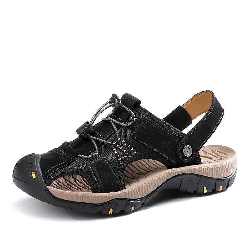 Genuine Leather Men Shoes 2023 Summer New Men's Beach Sandals Classic Men Outdoor Casual Sandals Slippers Plus Size 38-47