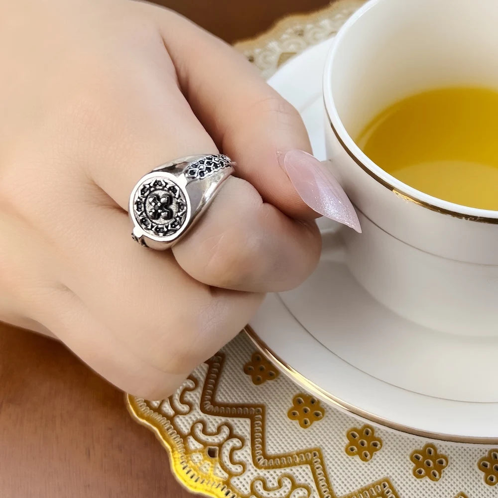 Iconic Cross Signet Ring,Europe Style Jewerly For Women Men New Vintage Gift In 925 Sterling Silver
