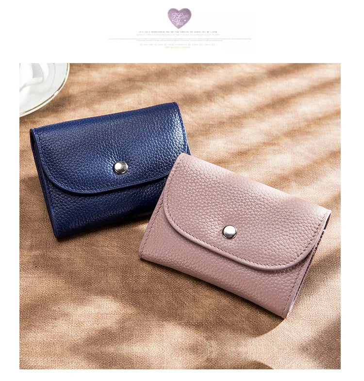 Genuine Leather Wallet Women Casual Simple Female Short Small Wallets Coin Purse Card Holder Men Money Bag with Zipper Pocket