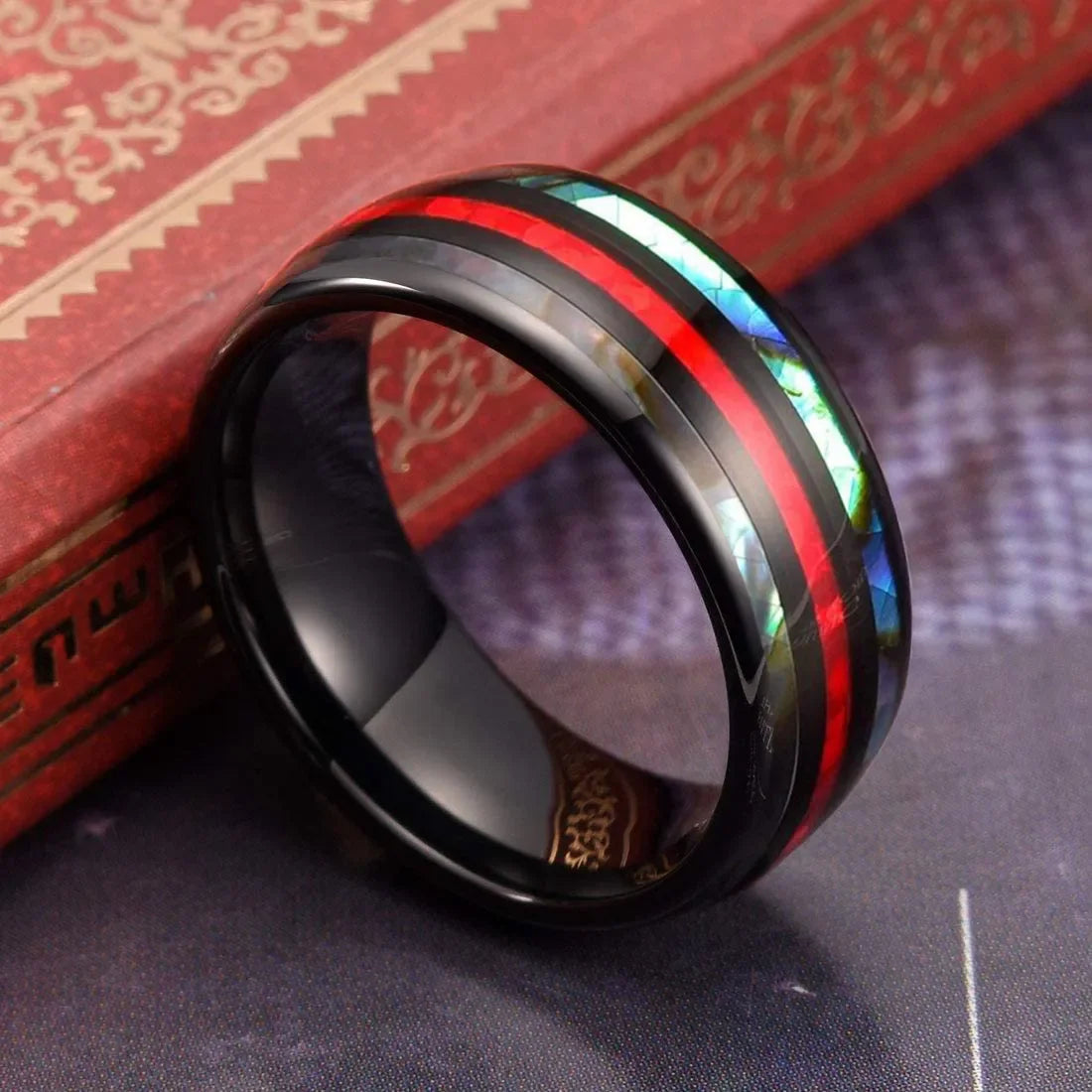 Fashion Viking Tree Of Life Stainless Steel Abalone Shell Rings For Men Odin Norse Viking Rune Rings Retro Amulet Jewelry Gift