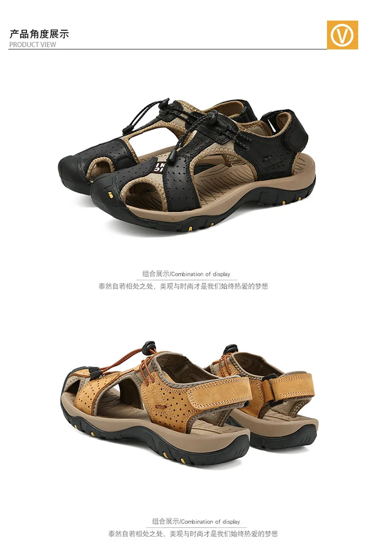 Summer Hiking Sandals for Men Quick Dry Outdoor Trail Walking Closed Toe Water Sandals Casual Lightweight Summer Beach Shoes