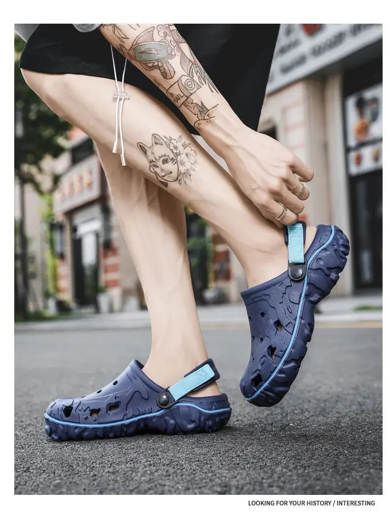 Men's Sandals Summer Clogs Non Slip Beach Trend Casual Sandals Breathable Thick Bottom High Quality Hole Shoes Big Size 45 46 47
