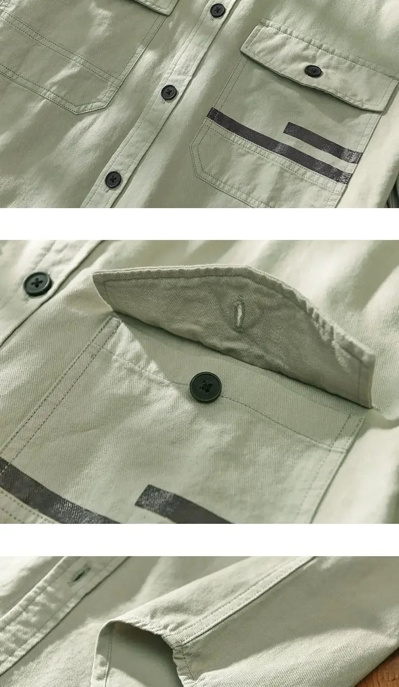 Brand Long-sleeved Shirts for Men in Spring and Autumn Hong Kong Style Casual Jackets Light and Mature Style Loose and Versatile