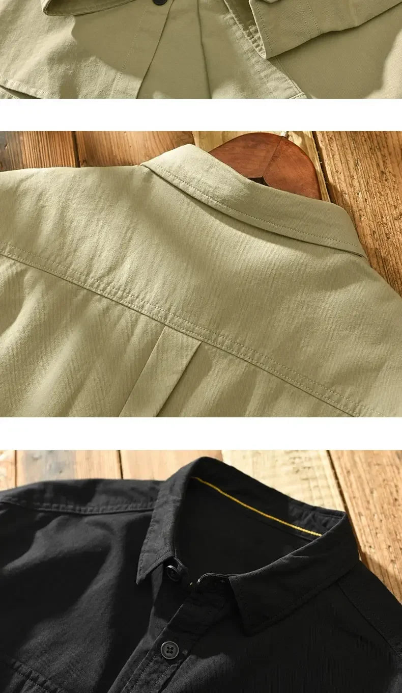 Brand Long-sleeved Shirts for Men in Spring and Autumn Hong Kong Style Casual Jackets Light and Mature Style Loose and Versatile