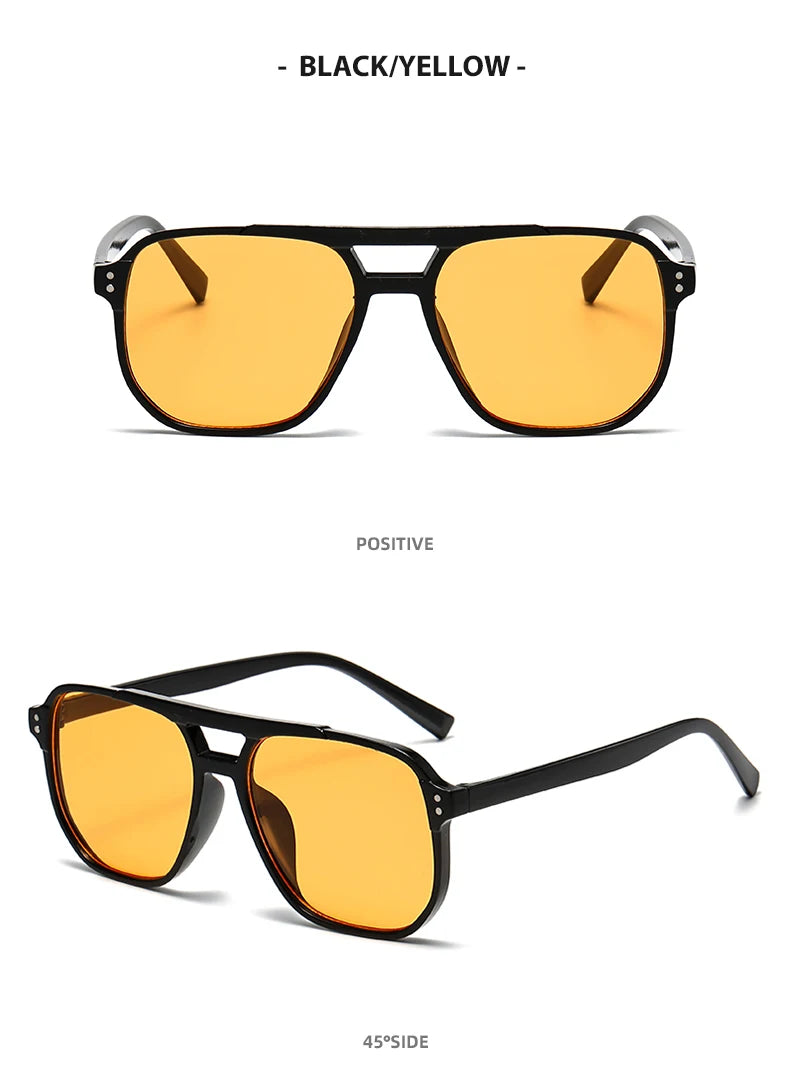 6pcs Combination Fashion Rivet Double Beam Men's Sunglasses Pilot Sun Glasses Cross-border Riding Driving