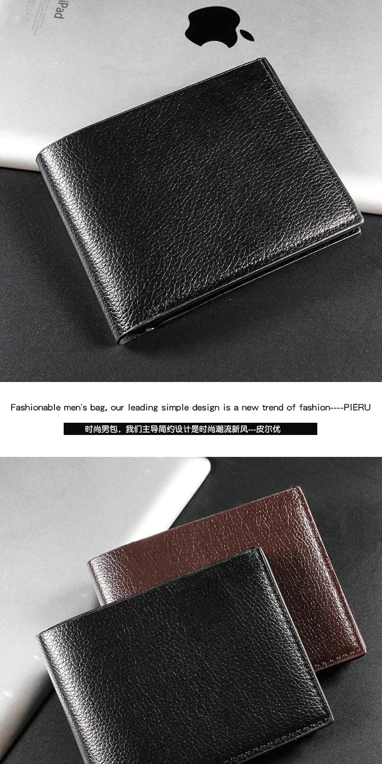 Men's Wallet PU Leather Premium Wallets Fashion Solid Color Coin Multi-Card Purses Money Bag Short Black Walet Cartera Hombre