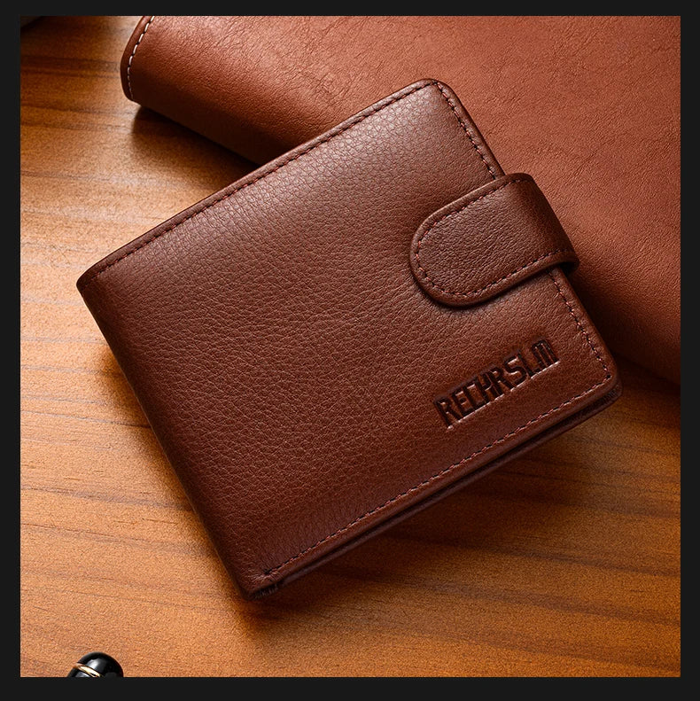 Genuine leather Men's Wallet Classic Style Short Multi-Card Wallet Coin Pocket Wallet High-End Minimalist wallet for Men