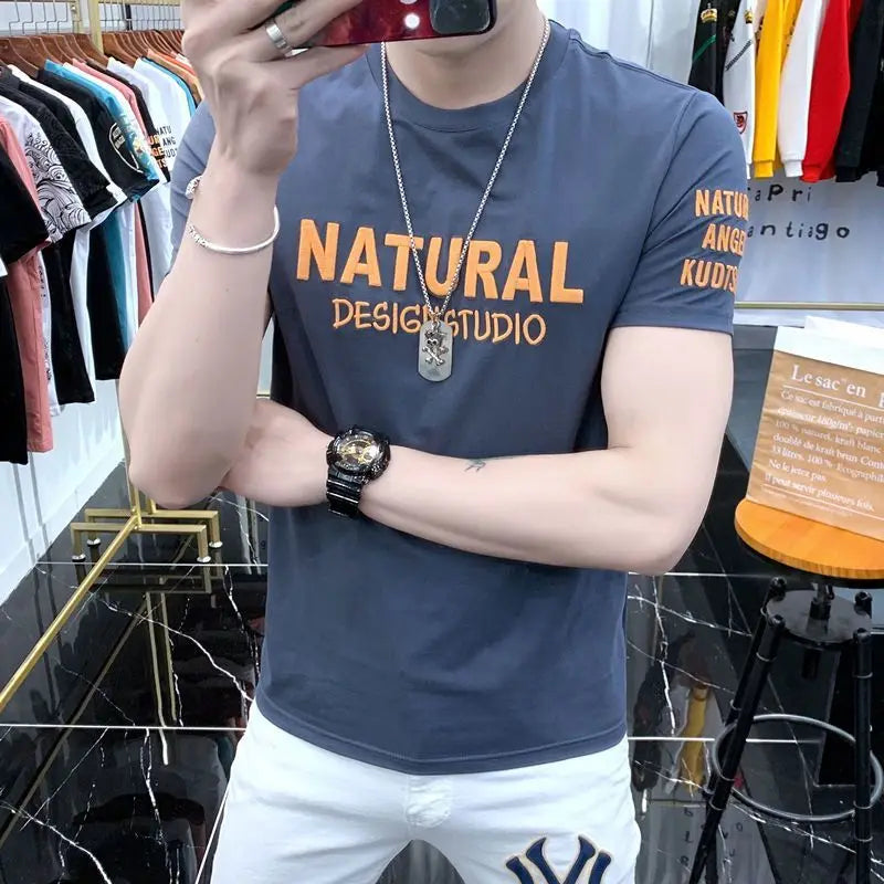 Designer Clothes Men's Summer Casual Cotton T-Shirts O-Neck Letter Print Tops Fashion Handsome Look Short Sleeve T-shirt for Men