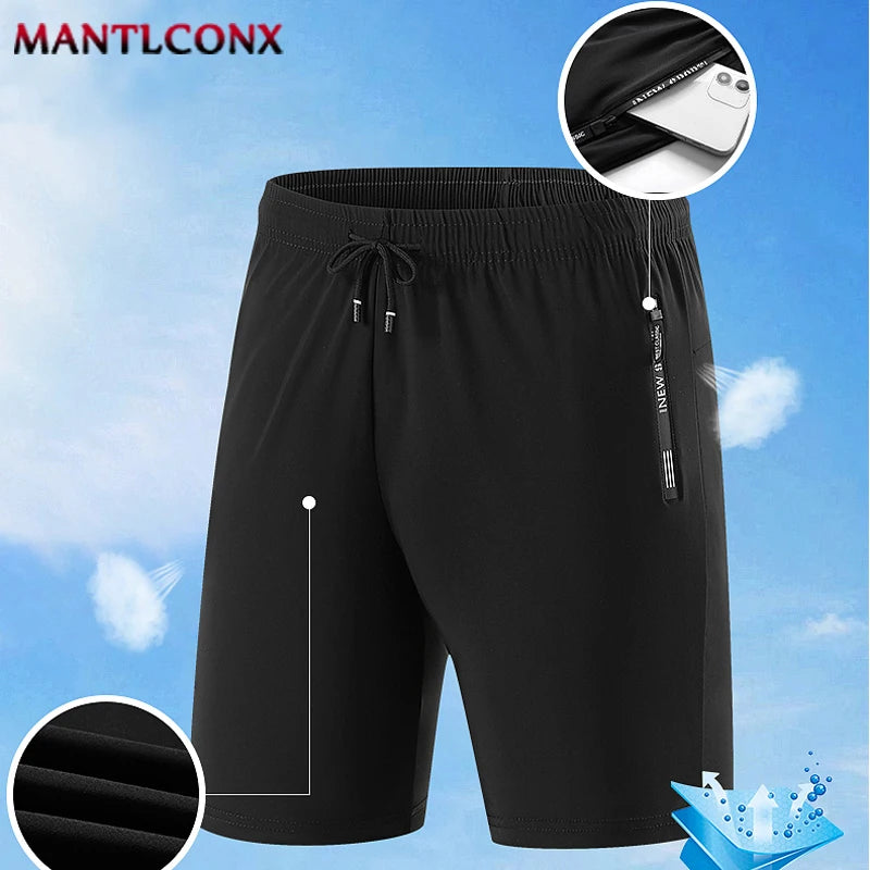 Summer Men's Sport Shorts Cool Sportswear Running Shorts Casual Bottoms Gym Fitness Training Jogging Short Pants Men Black Gray