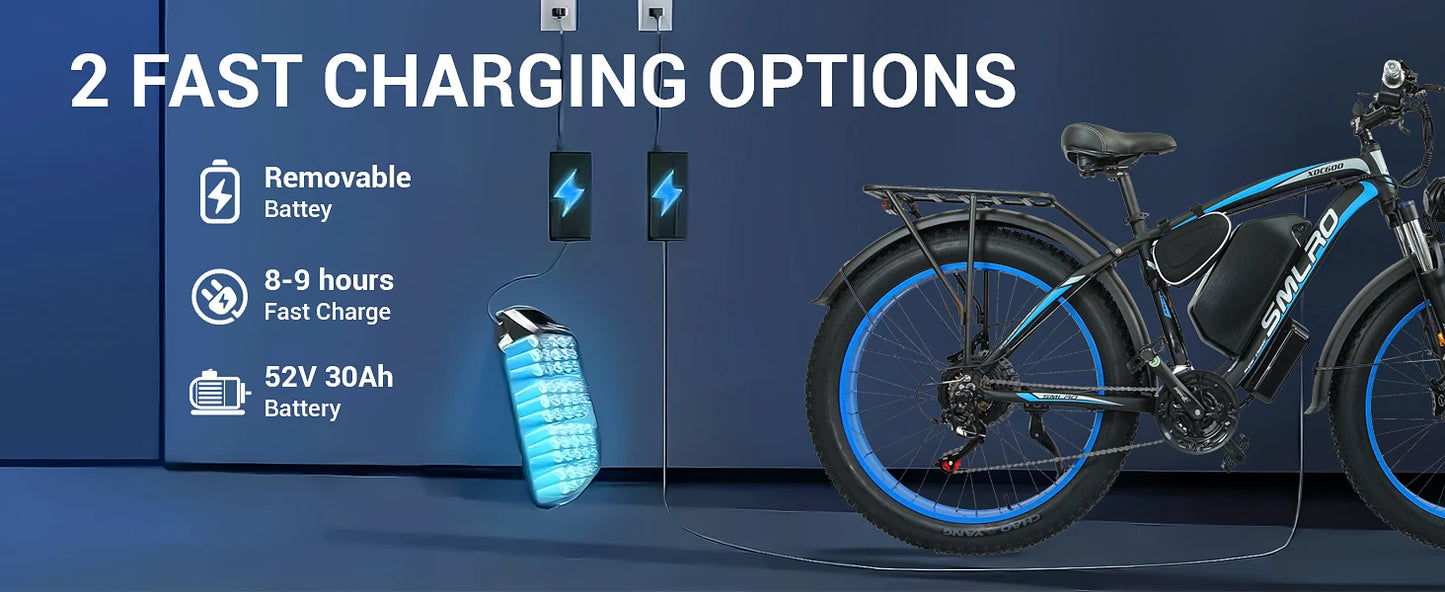 SMLRO XDC600 Adult Off-Road Ebike 3000W 52V 30Ah Hydraulic Disc Brakes Electric Bicycle 26*4.0" Fat Tire Mountain Electric Bike
