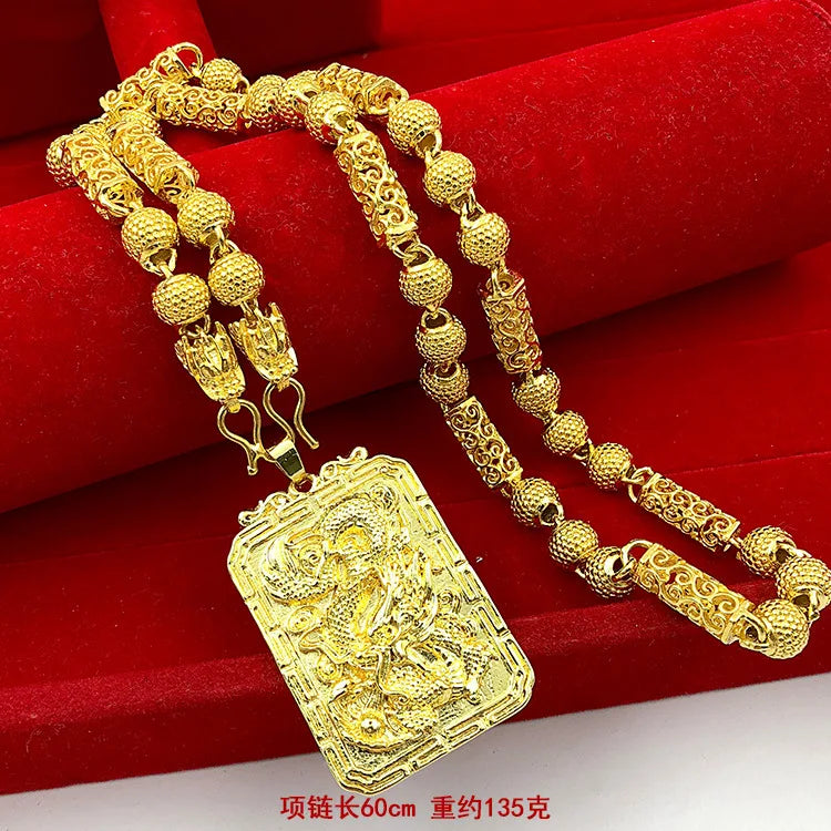Goldpure 9999 24K real gold jewelry men's necklace Guanyin necklace Guanyin necklace pendant domineering luxurygift
