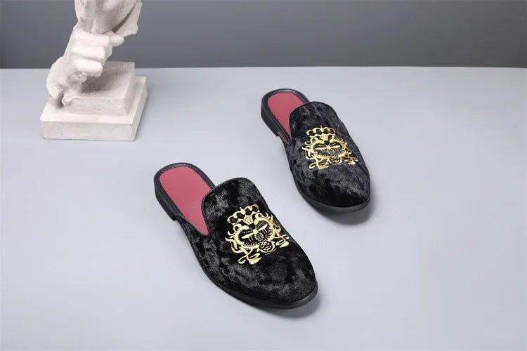 2025 New Male Casual Mules Moccasins Breathable Loafers Men's Tassels Half Slippers Suede Leather Shoes Zapatos Hombre