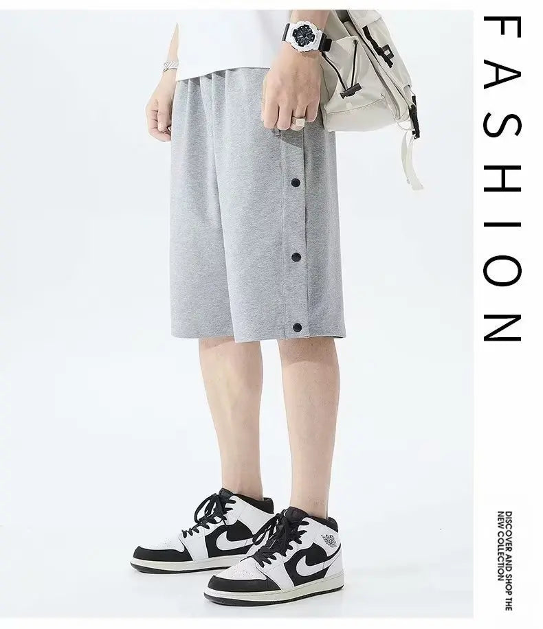 Fully Open-breasted Shorts for Men in Summer Korean Style, Wear Loose Casual Couples Sports 5-point Pants