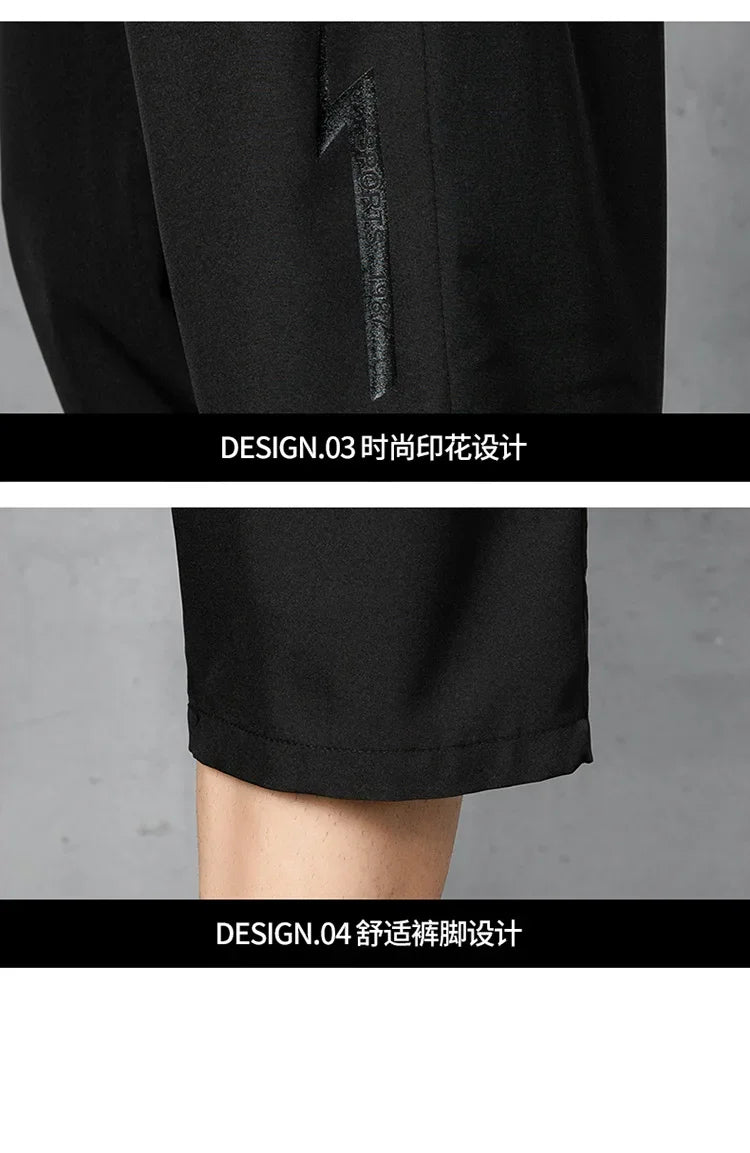 Men's Shorts Summer Thin Soft Cropped Pants Sports Casual Straight Shorts Oversize Sweatpants Quick Drying Jogger