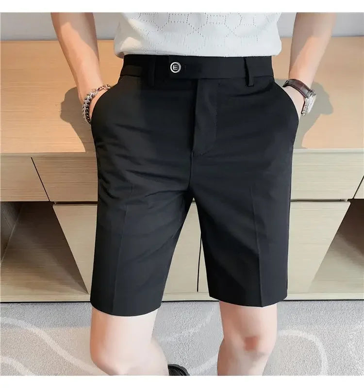 Suit Shorts Summer Men's Pants Straight-leg Casual Handsome Small Trousers Versatile Five-quarter Pants Loose Causal Chic Pants