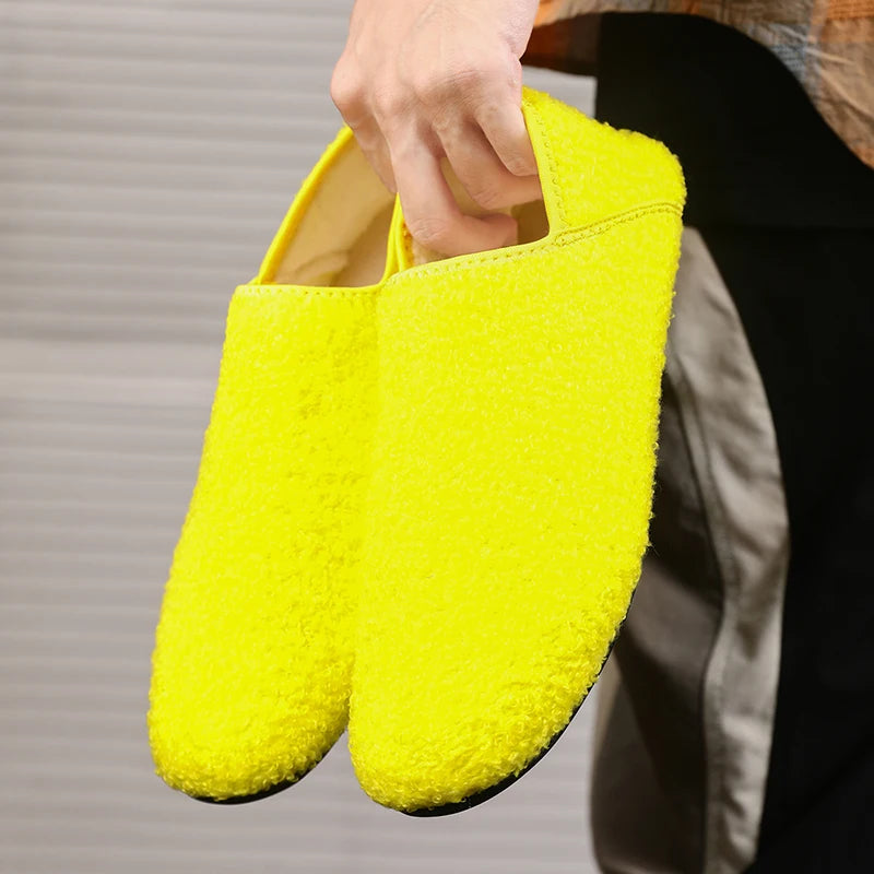 Men Winter Slippers Women Warm Shoes Soft Plush Flats Casual Shoes Male Loafers Lightweight Home Walking Couples Shoes Footwear