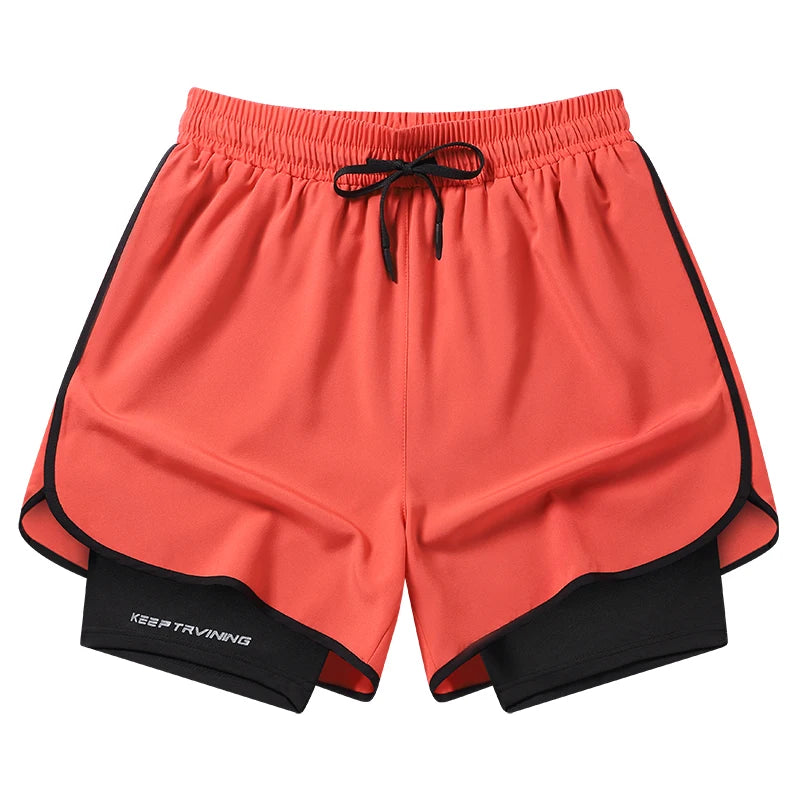 Sport Shorts Men Sportswear Double-Deck Running Gym Beach Jogging Bottoms Women Summer Fitness Training Quick Dry Shorts Pants