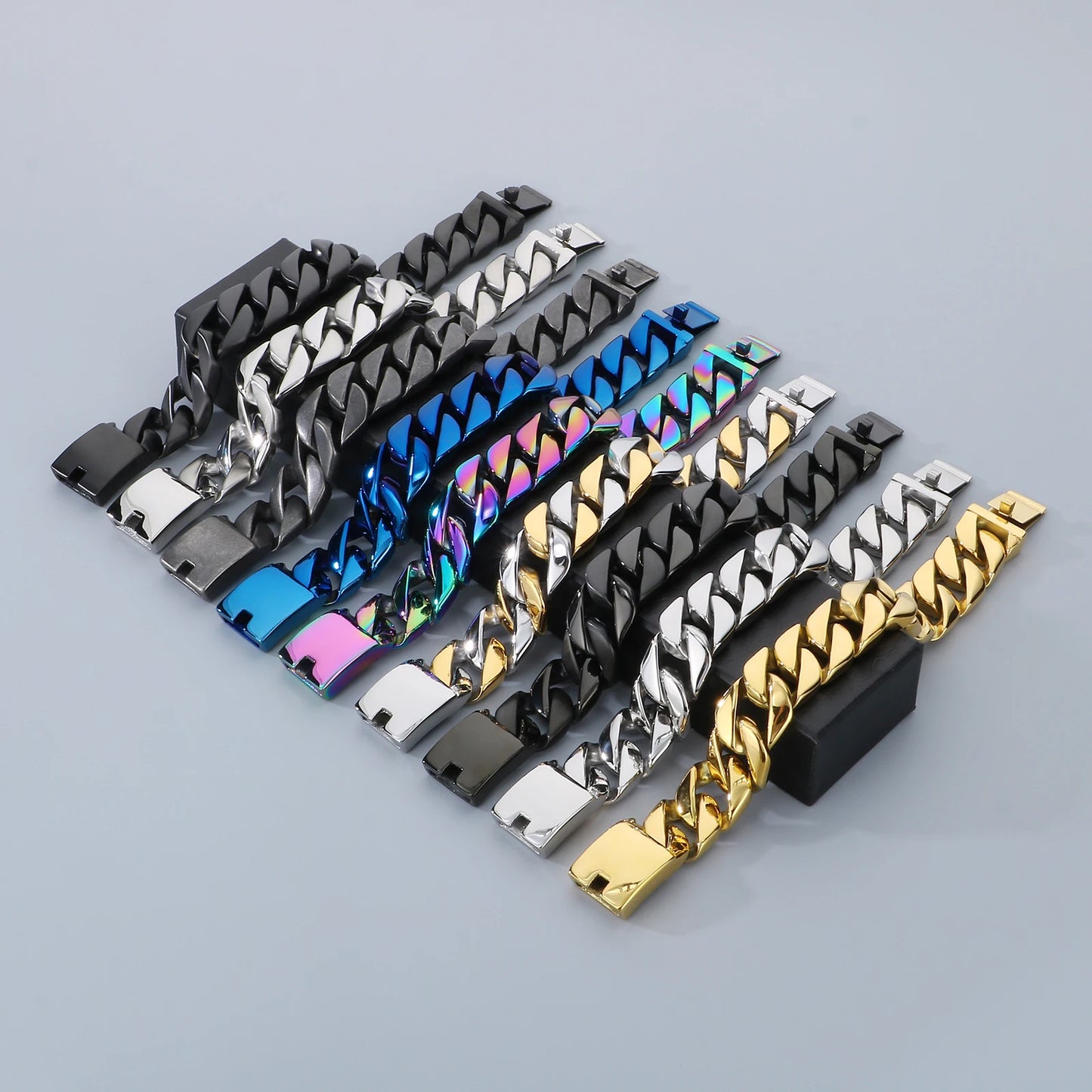 HAOYI Dropshipping 20mm Gold Color Bracelet Bangle Men's Heavy Chunky Link Chain Bracelet Fashion Jewelry Gifts