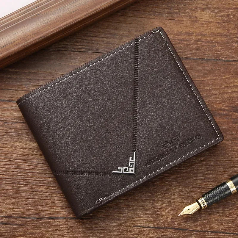 Men's Wallet Leather Short Multiple Holder Wallet Credit Card ID Card Holder Casual Business Double Fold Purses for Women Wallet