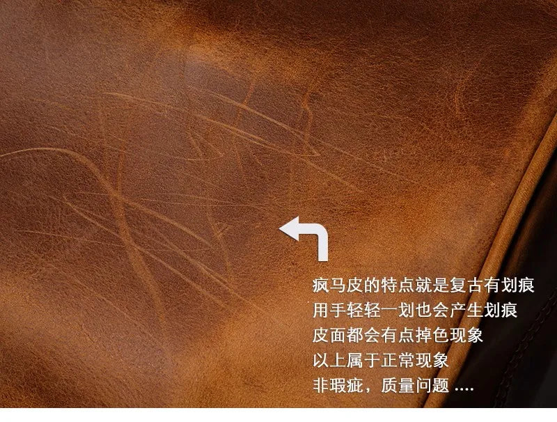 Leathfocus Men's Head Cowhide Travel Tote Crazy Horse Leather Crossbody Bag Women Camping Luggage Bag 14" Laptop Travel Bag