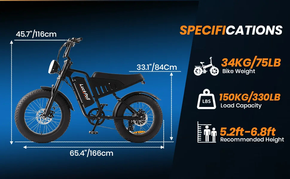 1000W Ebike for Adults,  20" Fat Tire Electric Bike, NFC & Password Unlock, 48V 15/25Ah 60-80 Miles 33-40MPH Electric Bike Moped