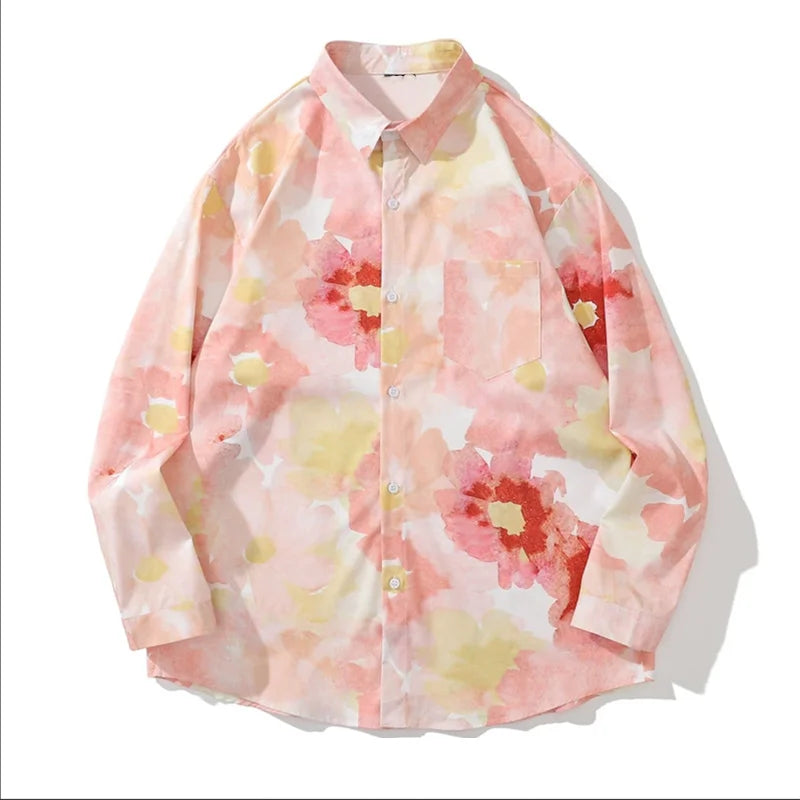 Men's shirts spring and summer long-sleeved 3D printing casual work business 2024 new shirts slim large size 6XL design sense