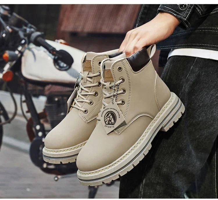 Men's Footwear Resistant Waterproof High-top Motorcycle Boots Soft Bottom Work Clothes Anti-slip Yellow Boots Men Cowboy Boots