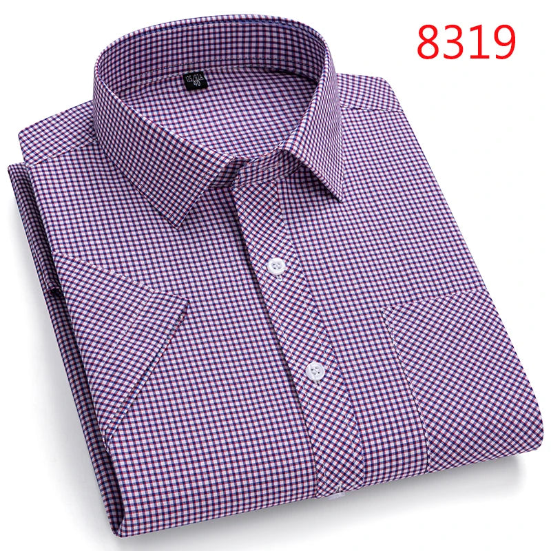 New Casual Shirts For Men Cotton Plaid Short Sleeve Elegant Business Dress Smart Summer Men Clothes England Fashion Top Shirts