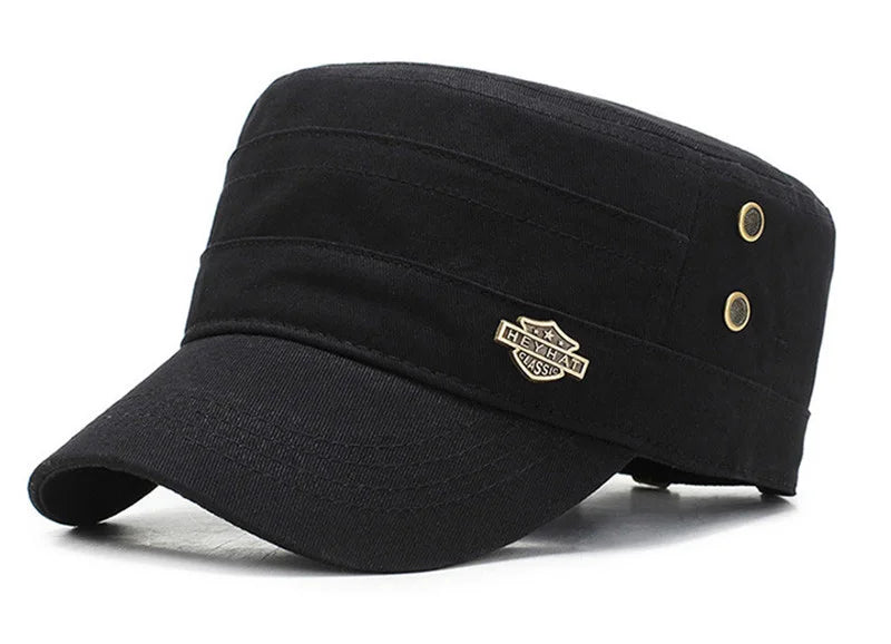 Men  Cap Summer Autumn Casual Cadet Hat Flat Top Caps Female Vintage Hats Bone Man Cap Fashion Shade Cotton Cap
