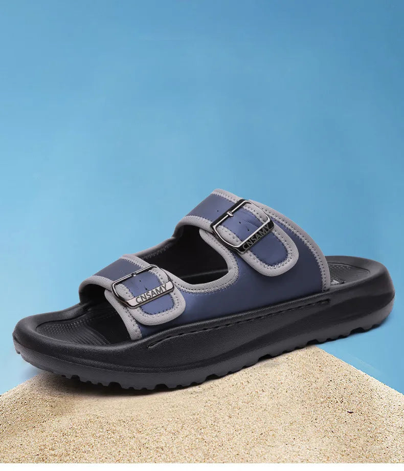 Men's Slippers 2025 Summer Breathable Outdoor Beach Sandals Non Slip Flip Flops New Flat Slippers High Quality Men's Shoes
