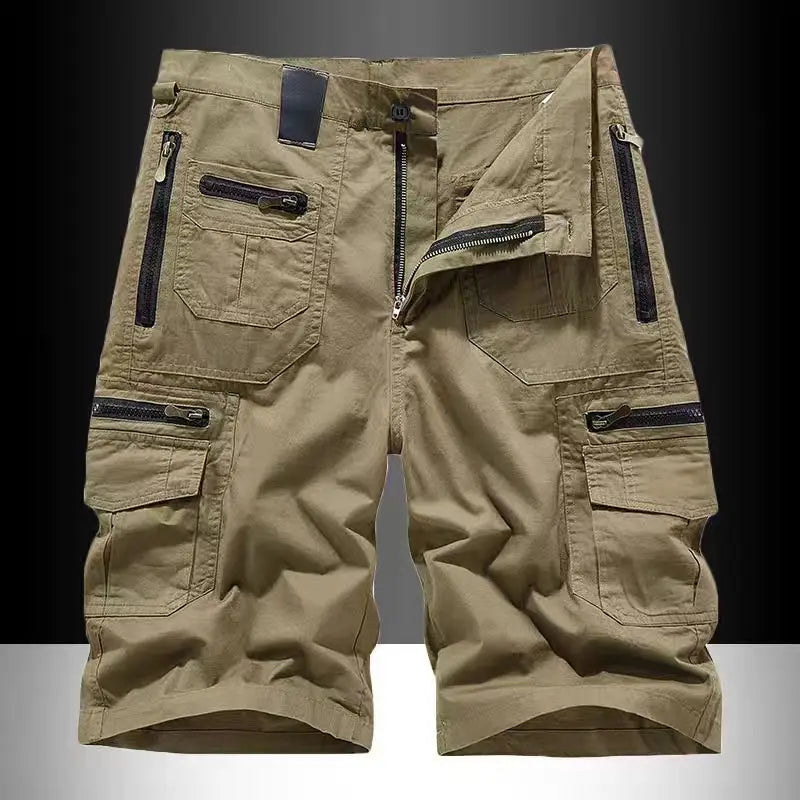 2024 new summer shorts for men, Japanese workwear shorts, casual five quarter shorts, straight leg multi pocket shorts for men