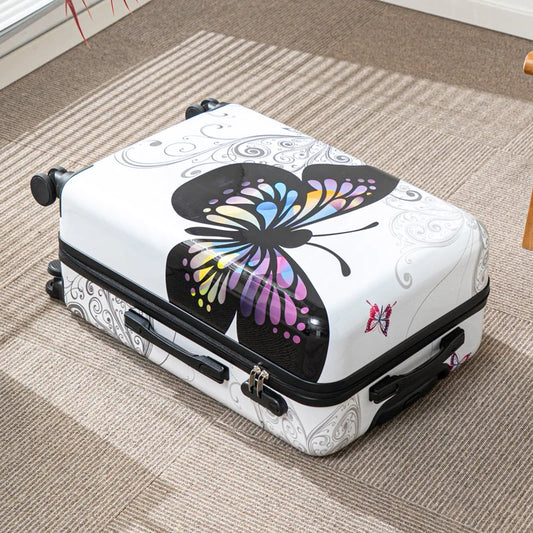 Butterfly Pattern Luggage 20 Inch Large Capacity Rolling Travel Suitcase with Password Lock for Vacation And Business Trips