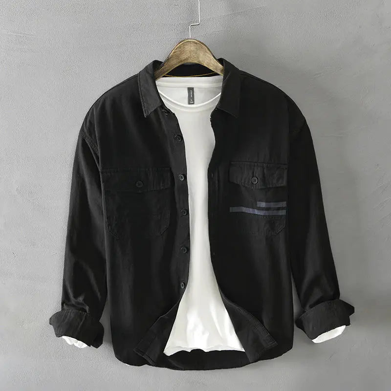 Brand Long-sleeved Shirts for Men in Spring and Autumn Hong Kong Style Casual Jackets Light and Mature Style Loose and Versatile