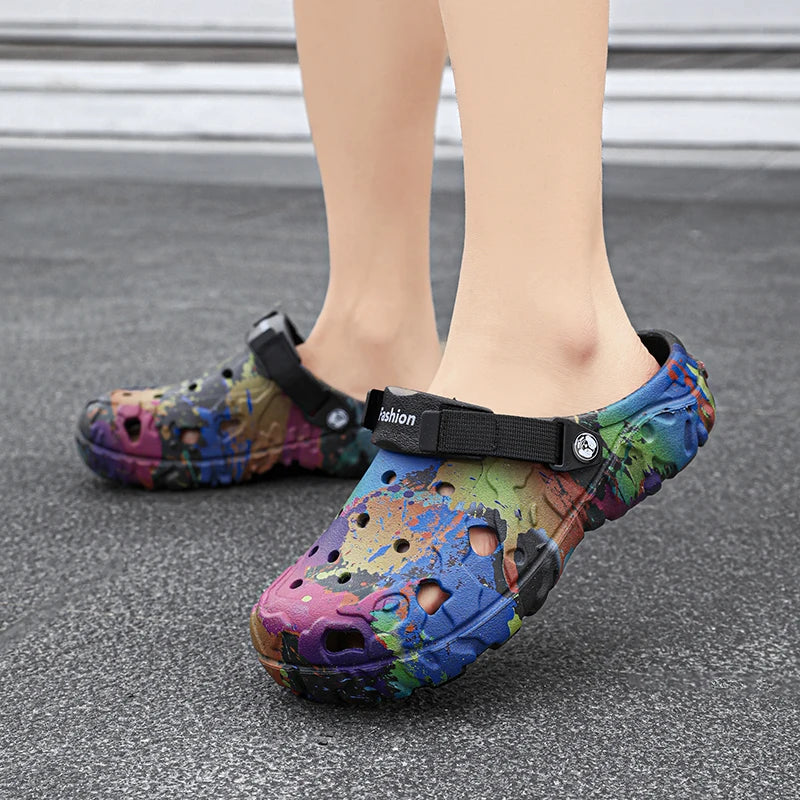 New men's slippers sandals men's garden shoes flat shoes camouflage sandals men's sports shoes outdoor activity floor home shoes