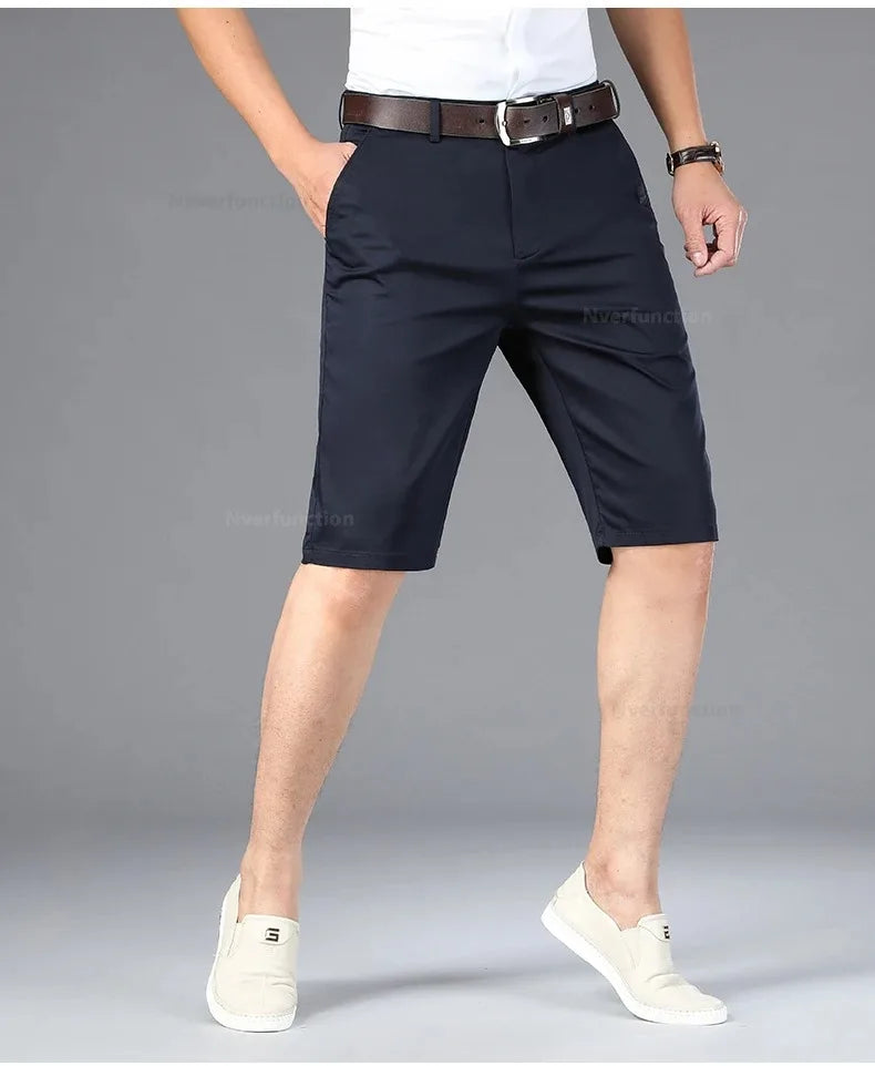 Men Shorts Summer New Knee Length Cotton Business Casual Pants Classic Brand Comfortable Clothing Shorts Male Boardshorts