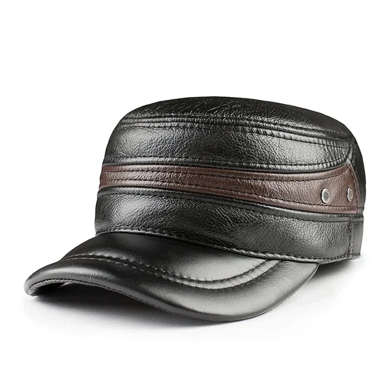 Adjustable Size Leather Baseball Cap Men's Winter Hat New Thicker Warm Cowhide Simple Fashion Male Bone Snapback Dad's Hats
