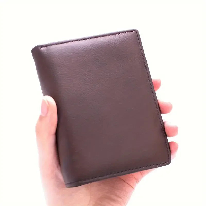men's wallet Genuine Leather Wallets For Men Coin Purse Vintage Vertical Short  Credit Card Holder Money Bag Men's RFID wallet