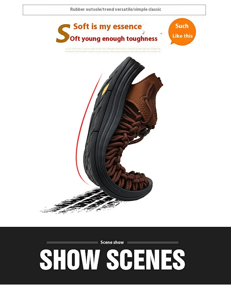 Men's braided casual outdoor sandals oversized sandals summer breathable oversized traceable shoes Roman sandals design Logo