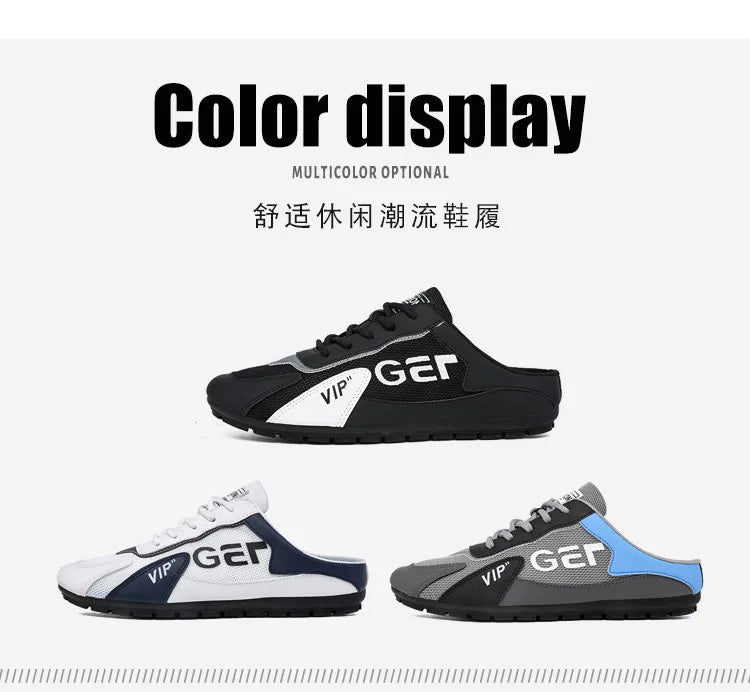 Men Slippers Trend Baotou Shoes for Men Summer Breathable Casual Shoe Vulcanized Flats Male Sneakers Half Slip-on Shoes 2026